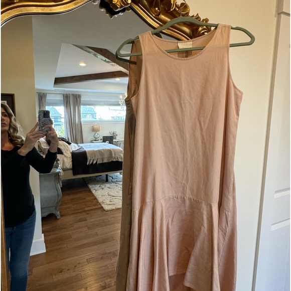 Pale pink high low with pockets dress anthropology - Picture 2 of 4